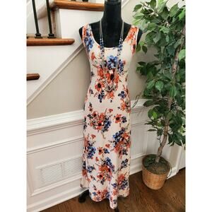 Hype Women's Multicolor Polyester Scoop Neck Sleeveless Casual Long Maxi Dress L